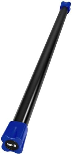French Fitness Weighted Body Fitness Bar 30 lbs - Blue, Tear-Resistant Foam Grip, Color-Coded Ends, Ideal for Strength Training, Balance & Core Workouts