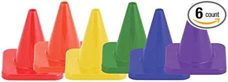 Champion Sports C4SET 4 in. Hi Visibility Flexible Vinyl Cone Set Multicolor - Set of 6