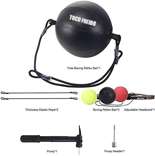 TOCO FREIDO Double End Punching Ball, Speed Bag with Difficulty Levels Boxing Reflex Ball with Headband, Perfect for Reaction, Agility, and Hand Eye Coordination Training