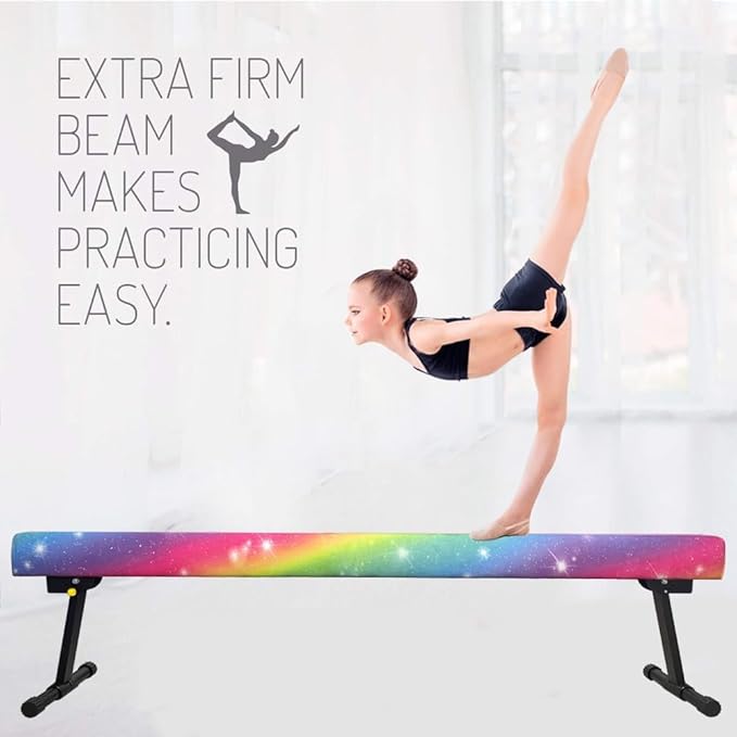 6ft Ultrasimple Adjustable&Foldable Balance Beam,High-Low Floor Beam Suede Gymnastics Equipment,No Tool Require, Gymnastics Beam for Training&Professional HomeTraining