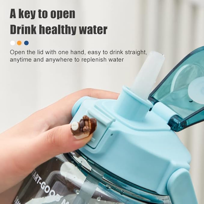Water Bottle,Water Bottles,Gym Drinks Bottle,Sport Drinks Bottle, 2L Large Capacity with Straw Portable Water Bottles Fitness Bike Cup Summer Cold Water Jug with Time Mar