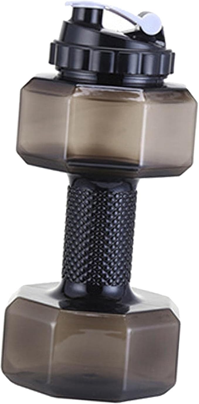 Big Capacity PETG Friendly Cup Dumbbell Shape Drinking Water Bottles Barbell Kettle Body Training Bottle () for Outdoor Camping Travel