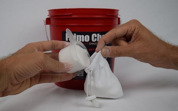 Primo Chalk Resealable Bucket: Loose Chalk for Weightlifting, Rock Climbing, & Gymnastics, Made in The USA, Chalk Ball Refill for Superior Grip