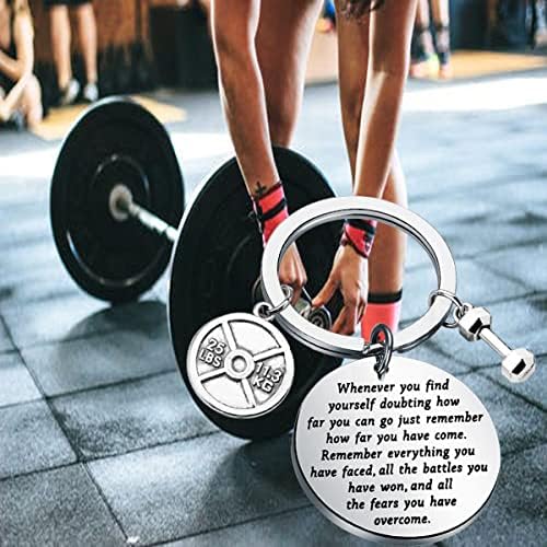 Lywjyb Birdgot Fitness Keychain Weightlifting Sports Keychain Inspirational Dumbbell Workout Keychain