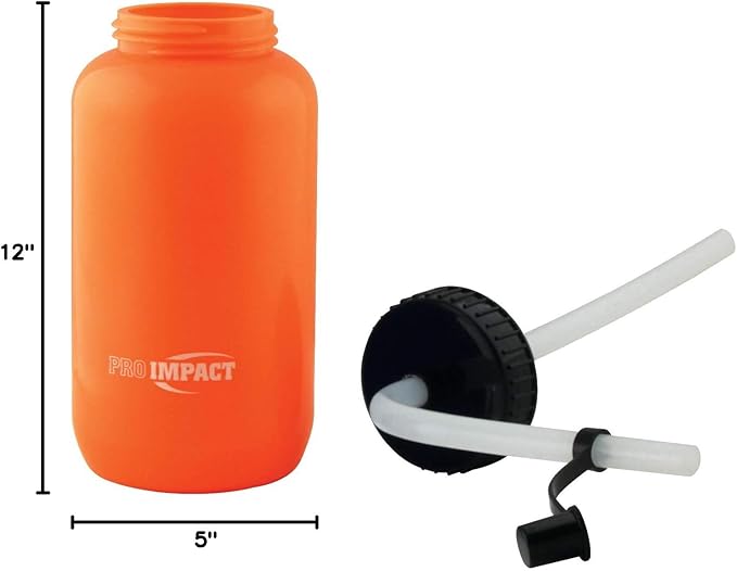 Pro Impact Squeezable Water Bottle Bendable Long Straw - LDPE BPA Free Plastic - Hydration for Baseball Hockey Gym MMA Yoga Boxing Cycling Softball Football Lacrosse (35.5 Oz.)