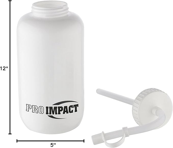 Pro Impact Squeezable Water Bottle Bendable Long Straw - LDPE BPA Free Plastic - Hydration for Baseball Hockey Gym MMA Yoga Boxing Cycling Softball Football Lacrosse (35.5 Oz.)