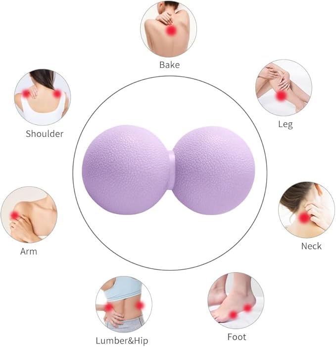 Double Lacrosse & Micro-Elastic Peanut Massage Ball - Myofascial Release Tool for Muscle, Back, Foot, and Physical Therapy, Mobility Roller for Acupressure and Relaxation (Purple)