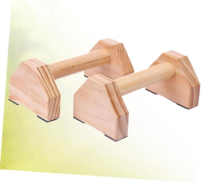 Solid Wood Push-Up Brackets and Handstand Bars, Muscle Training Device for Home Fitness, Non-Slip Calisthenics Parallettes Pair for Strength and Gymnastics Exercises
