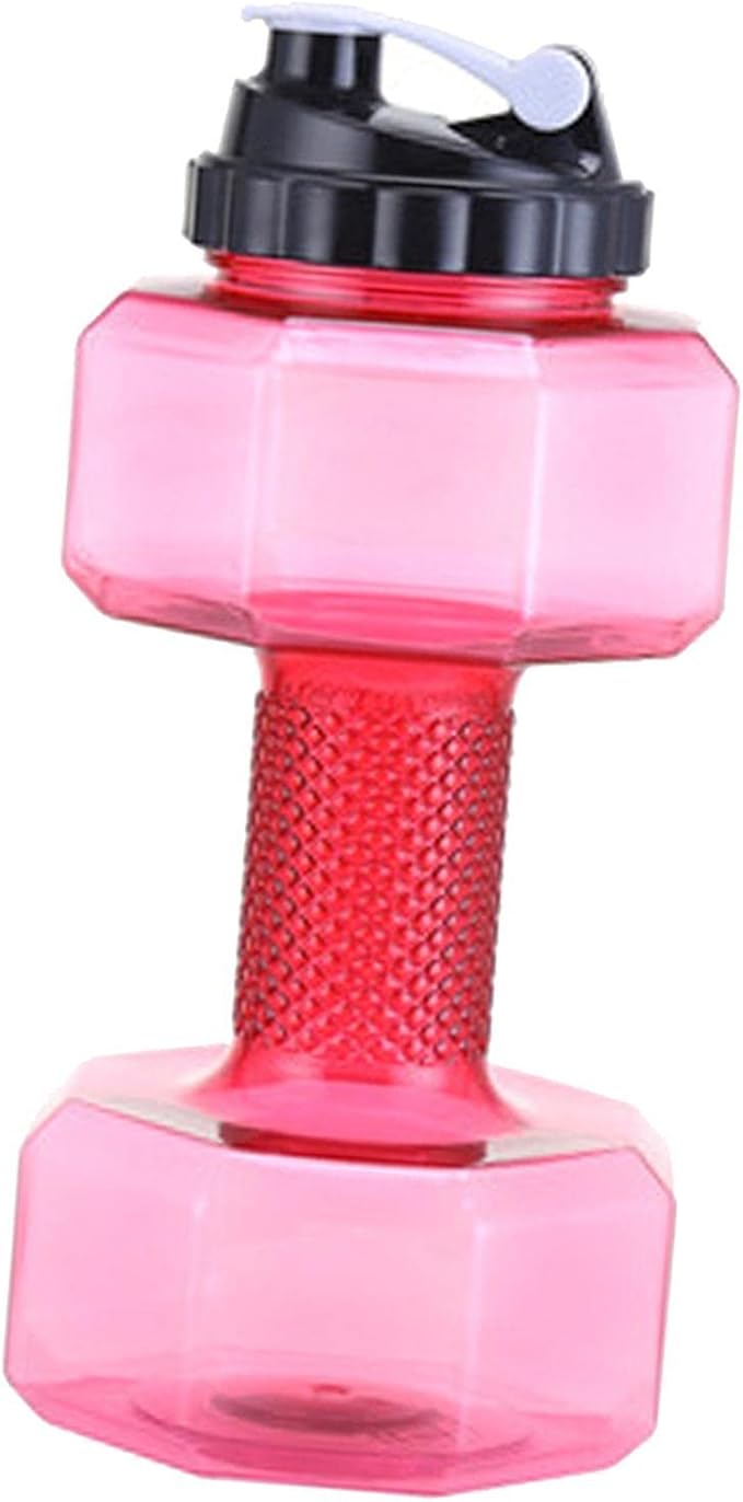 Big Capacity PETG Friendly Cup Dumbbell Shape Drinking Water Bottles Barbell Kettle Body Training Bottle () for Outdoor Camping Travel