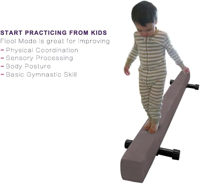 GLANT 8ft Ultrasimple Adjustable&Foldable Balance Beam,High-Low Floor Beam Suede Gymnastics Equipment,No Tool Require, Gymnastics Beam for Training&Professional HomeTraining