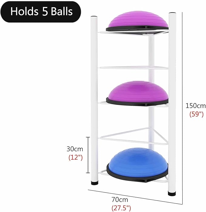 Indoor Balls Display Stand Home Fitness Gym/Workout Room Balance Ball Trainer Storage Rack Stand, Floor Standing Half Yoga Exercise Ball for Garage Organizer, No Ball