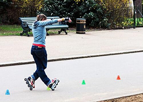 Famgee 3 Inch Plastic Windproof Slalom Cones Inline Roller Skating Cones Pile Cup Roadblocks Traffic Road Cones Set with Holes for Skate Practice Sport Training