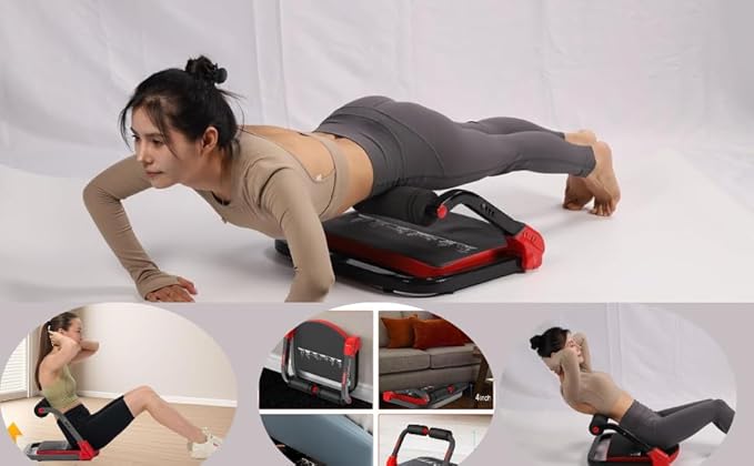 Ab Machine, Foldable Sit Up Exercise Machine with 220lb Weight Capacity - 3 Resistance Levels Abdominal Workout Equipment with Bands, Compact Core Trainer for Home Gym Strength Training