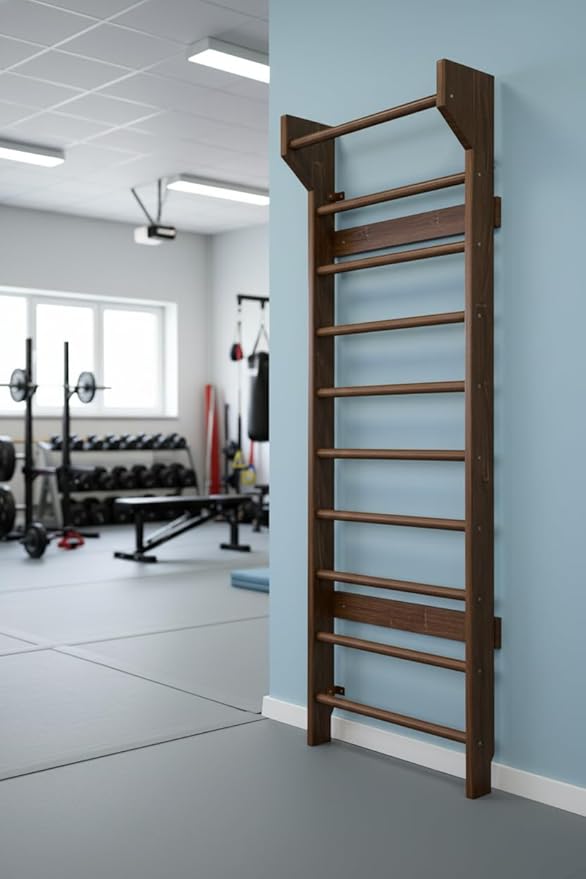 2in1 Wooden Wall Stall Bars with Pull Up bar and Dip Bar
