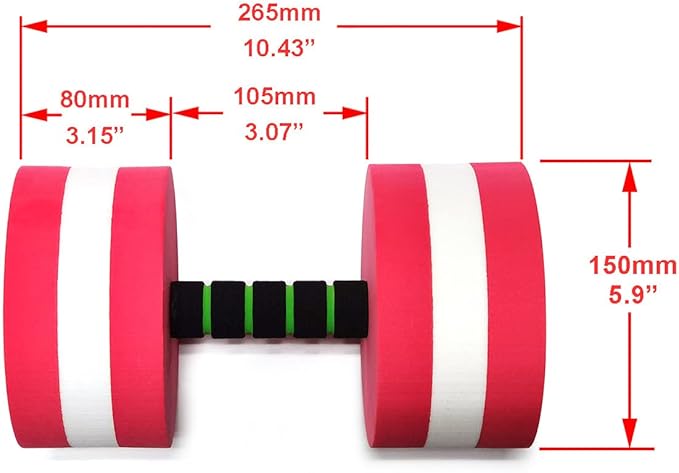davidamy's gift Upgrade Water Aerobic Exercise Foam Dumbbells Pool Resistance 1 Pair, Water Fitness Exercises Equipment for Weight Loss