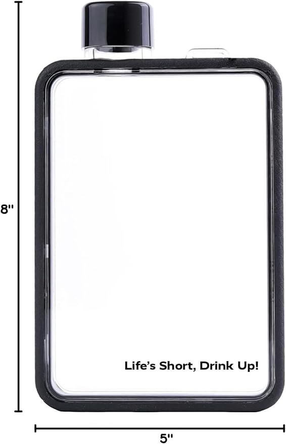 LifeSpan Fitness 13oz Flask Water Bottle, portable travel bottle for Outdoor Sport Gym Hiking, Black
