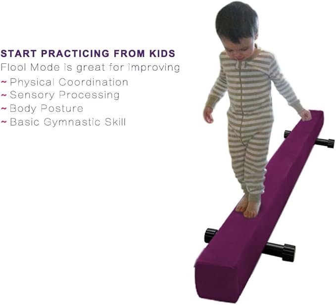 GLANT 8ft Ultrasimple Adjustable&Foldable Balance Beam,High-Low Floor Beam Suede Gymnastics Equipment,No Tool Require, Gymnastics Beam for Training&Professional HomeTraining