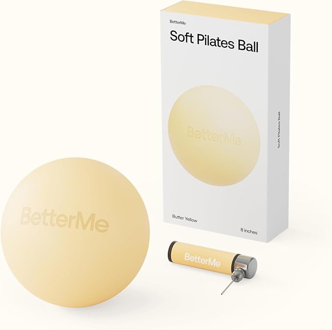 BetterMe Soft Pilates Ball β 8 Inch Mini Exercise Ball for Pilates, Yoga & Core Training β Small Stability Ball for Women β Portable Workout Tool