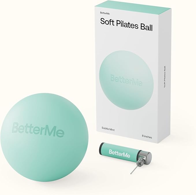 BetterMe Soft Pilates Ball β 8 Inch Mini Exercise Ball for Pilates, Yoga & Core Training β Small Stability Ball for Women β Portable Workout Tool