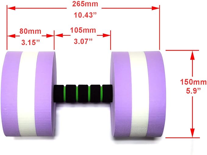davidamy's gift Upgrade Water Aerobic Exercise Foam Dumbbells Pool Resistance 1 Pair, Water Fitness Exercises Equipment for Weight Loss