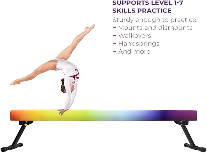 6ft Ultrasimple Adjustable&Foldable Balance Beam,High-Low Floor Beam Suede Gymnastics Equipment,No Tool Require, Gymnastics Beam for Training&Professional HomeTraining