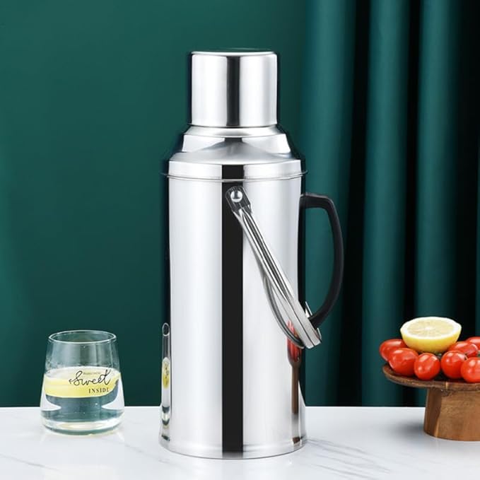 Insulated Water Bottle 3.2L Large Capacity Stainless Steel Flask Glass Inner Liner Vacuum Insulated for Beverages for Home Gym and Camping