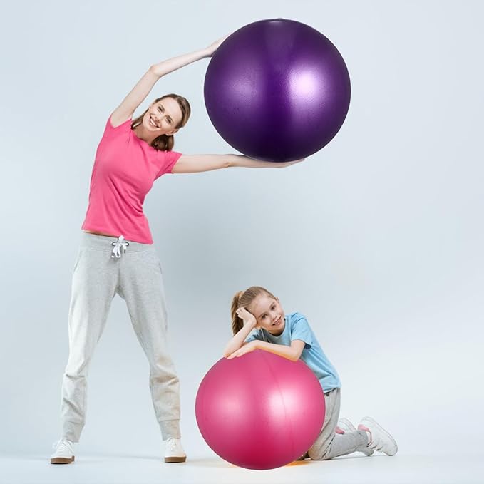BESTYASH 4pcs Anti-Burst Yoga Balls PVC Exercise Balancer Mini Pilates Balls Thickened Non-Slip Stability Trainer for Core Workout Home Gym Fitness (15-35cm Random Size, Red Pink Blue