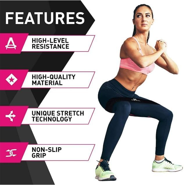 Booty Bands Hip Resistance Bands Set, Non-Slip Fabric Loops for Legs, Glutes, Booty Workout, Pink, Teal, Black, 3 Pack, for Home Gym, Yoga, Pilates