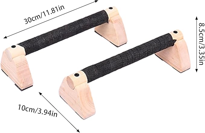 Push Up Bar - Solid Wood 30cm | 2 PCS Solid Beech Wooden Parallettes | 2X Workout Equipment, Home Gym Accessories With Wöoden Grips For Strength Training, Calisthenics