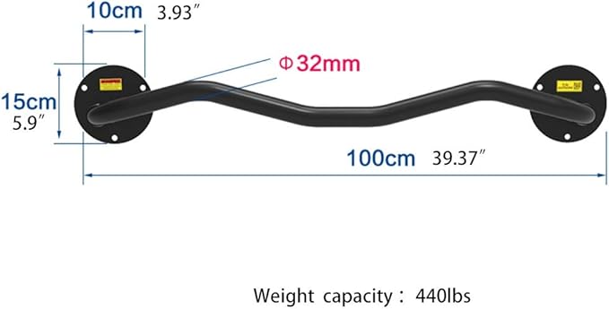 Wall Mounted Pull Up Bars Perfect Fitness Multi-Gym Doorway Pull Up Bar Home Gym Exercise Workout Equipment Strength Training Equipment Fitness Equipment Single Bars for Walls (Color : Black)