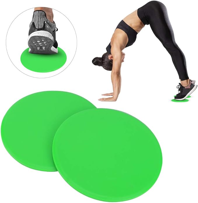 Core Sliders for Full Body Workout | 2Pcs Gliding Discs for Home Gym/Balance Training/Core Strength | Portable Exercise Sliders, Green
