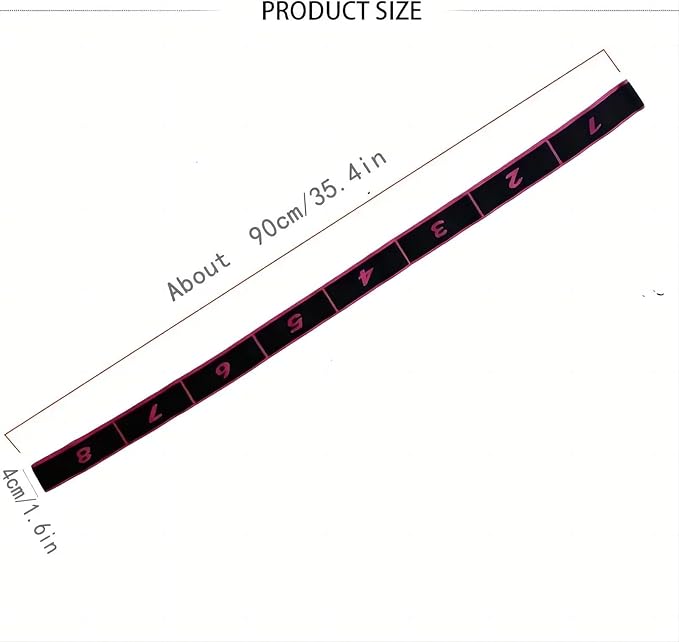 Fitness Resistance Band for Stretching and Yoga, Number Stretch Resistance Band with Clear Markings, 8-Section Elastic Training Bands for Yoga, Stretching, Pilates, Fitness