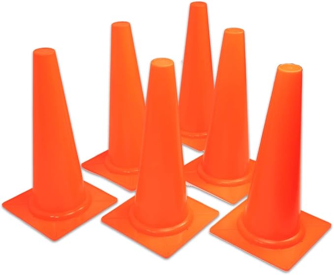 Cannon Sports Training Cones - Agility Field Marker Set for Soccer, Basketball, Football, Hockey & More (6, 9, 12, 18-inch) - Multi-Sport Field Marker Set for Drills & Games (6-Pack)