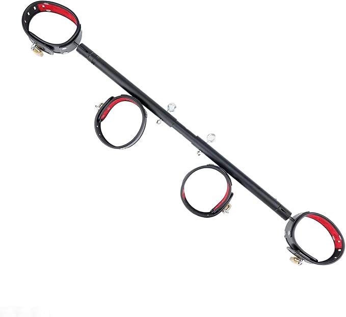 Spreader Bar Heavy Duty Stainless Steel Expandable Silver Bar Home Gym with 4pcs PU Purple Adjustable Strap,Sports Aid Training Fitness Gear Pilates Aid Kit,Yoga Set