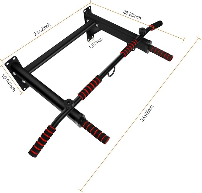 Wall Mounted Pull Up Bar, 250 lbs Heavy Duty Upper Body Fitness Workout Bar for Home Gym Exercise, Multi-Grip Strength Wall Mounted Door Frame Chin-Up Bar for Almost All Door, Pull Up Assistance Bands