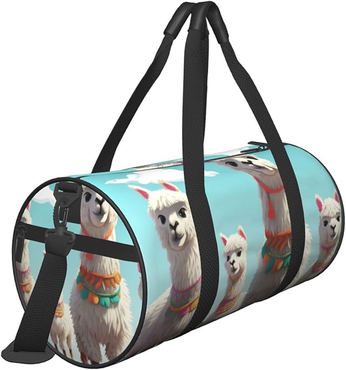 Sports Gym Bag for Women Men Travel Duffel Bag Tote Weekender Bag Carry on Overnight Bag for Travel Swimming Fitness Workout Sports Cute Llama Duffle Bag