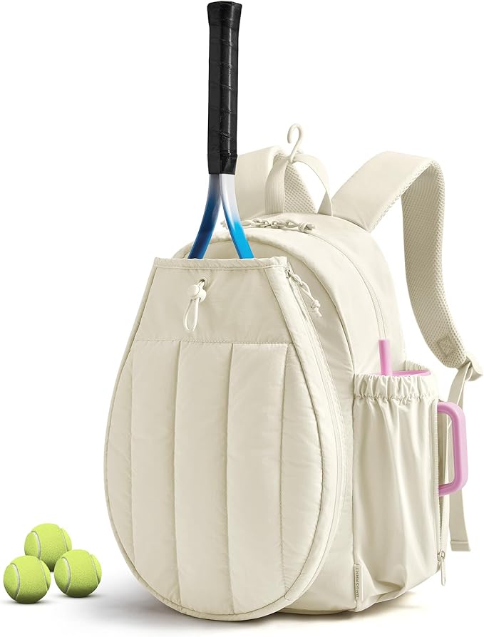 BAGSMART Tennis Gym Bag for Women, Tennis Backpack Holds 2 Rackets with Shoe Compartment, 15.6" Laptop Gym Backpacks for Court, Off-work, Everyday & Overnight Weekend
