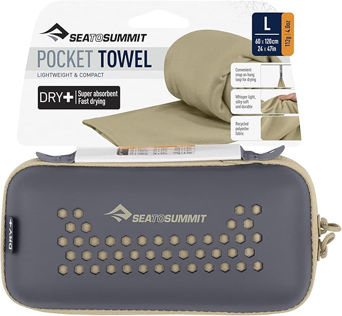 Sea to Summit Portable Pocket Towel for Camping, Gym, and Travel