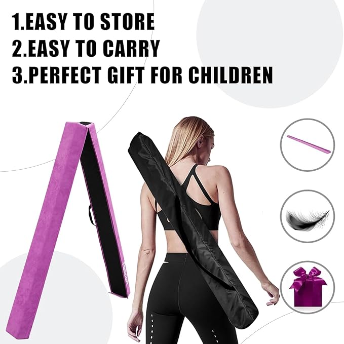 8FT/9.5FT Folding Balance Beam, Portable Gymnastics Beam Equipment with Non Slip Rubber Base & Suede Cover for Training/Practice/Professional Home Exercise