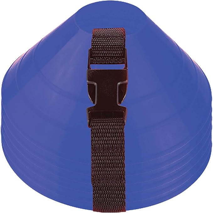 American Challenge Large Disc Cones – Set of 6 Agility Cones for Sports Training – Compact Soccer Cones with Carry Strap for Drills & Practice