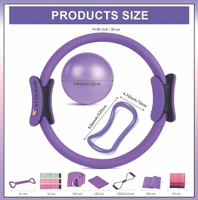 Yoga Pilates Ring Set for Home Workouts β 18 Pcs Fitness Kit for Women β Resistance & Toning Accessories with Circle Ring, Ideal for Full Body Toning & Flexibility