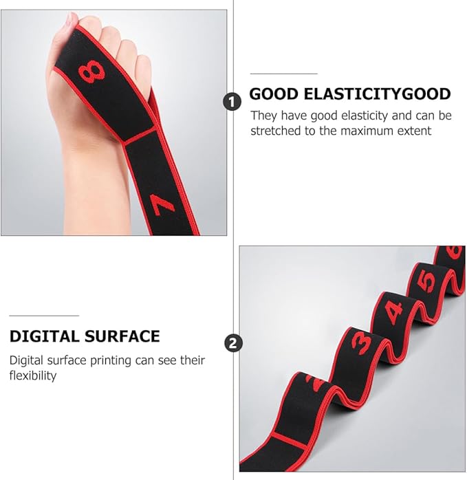 FUOYLOO 2pcs Yoga Resistance Bands Set Professional Elastic Stretch Bands for Fitness Training Bodybuilding Back Stretching for Beginners in Crimson and Rose