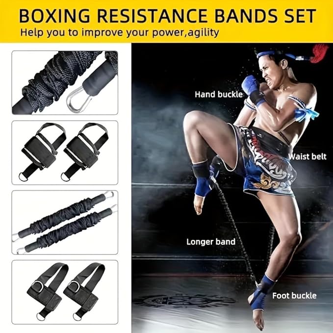 1 Piece Resistance Training Set - 35LB & 40LB Boxing, Martial Arts, Strength Training with Wrist Strap/Wrist Strap, Foot Cradle and Tote Bag