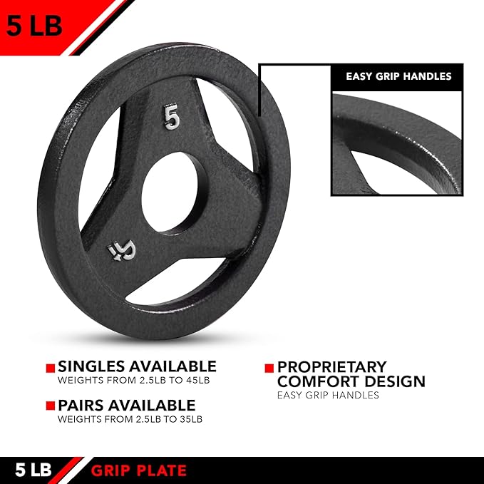 JFIT Olympic 2 Inch Grip Plates and Bumper Plates for Barbell - Single Weights or Sets of 2 (Muliple Weights)