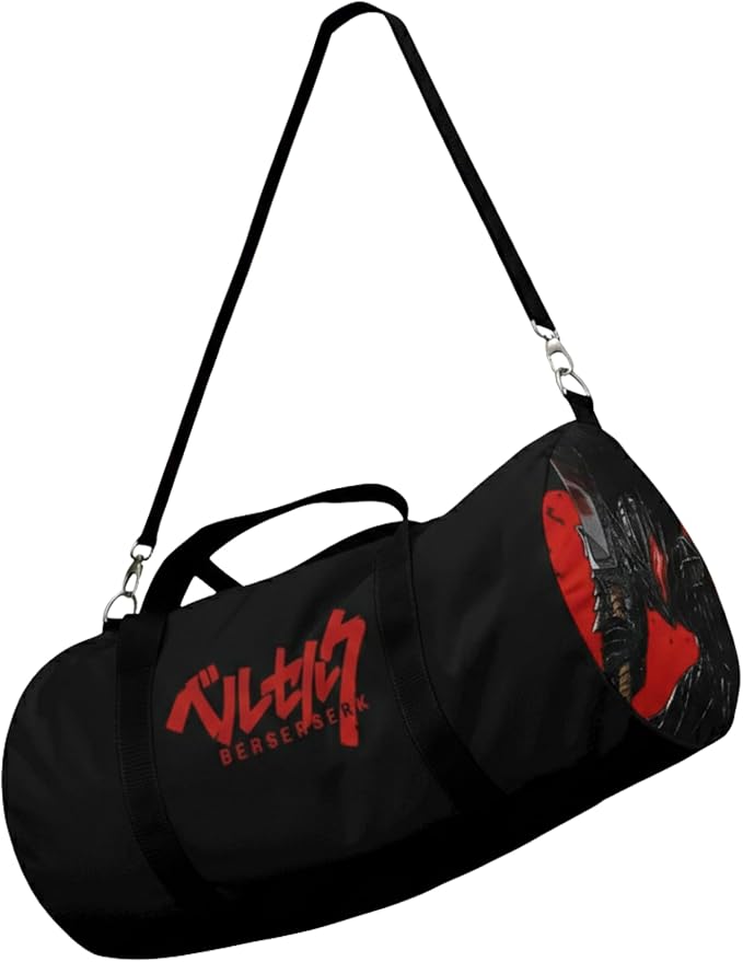 Anime Gym Bag for Women Men - Large Capacity Waterproof Workout Fitness Travel Sports Bags Fashion Street Camping ExpandaCLe Carry On Duffle Bag For Couple (Black Berserk) PTY