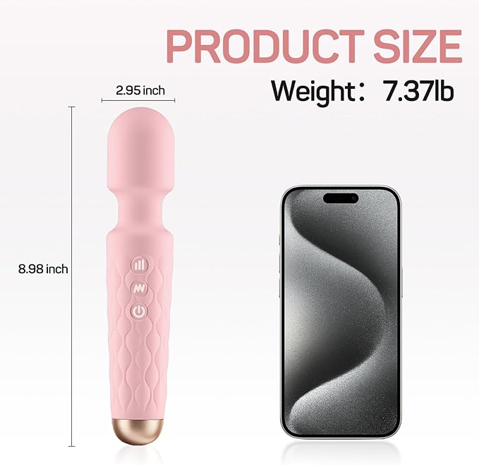 Personal Massager - 4H Max Runtime & Ultra-Quiet - Waterproof - 20 Modes 8 Speeds for Deep Tissue Back Massage, Post-Workout Recovery and Neck Muscle Relaxation(Pink)