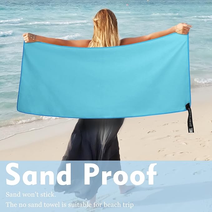 Microfiber Travel Towel, Soft Lightweight Quick Dry Towel, Super Absorbent Compact Travel & Sports & Beach Towels for Camping, Backpack, Gym, Swimming, Yoga, Hiking (XS:12"×24" -Ocean Blue)