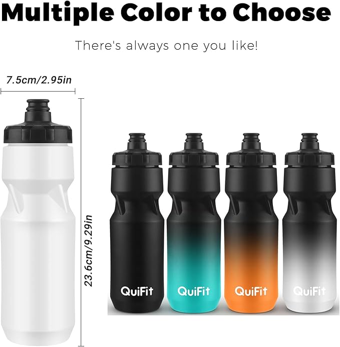 QuiFit 24 Pack Water Bottles, 24oz Squeeze Bottles BPA Free, Leak Proof, Reusable Sport Jug, Fit Most Bike Holders, for Cycling (White 24 pack)
