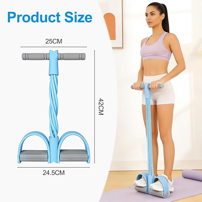 8-Tube Pedal Resistance Band with Handles, Multifunction Foot Pedal Tension Rope Fitness Equipment, Natural Rubber Exercise Puller for Abs, Arms, Waist & Leg Training