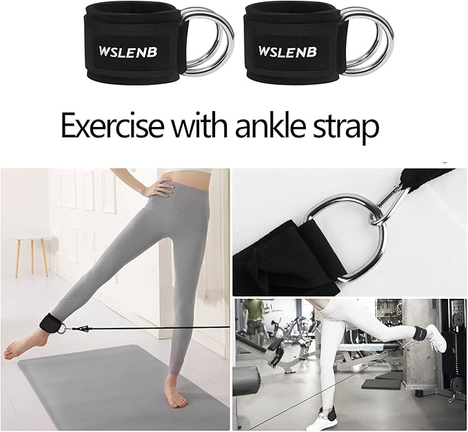 Barbell Pad Set for Squats Hip Thrusts, Barbell Weight Set Neck and Shoulder Protective Cushion Pad with 2 Gym Ankle Straps Booty Resistance Bands for Standard Bars Cable Machine
